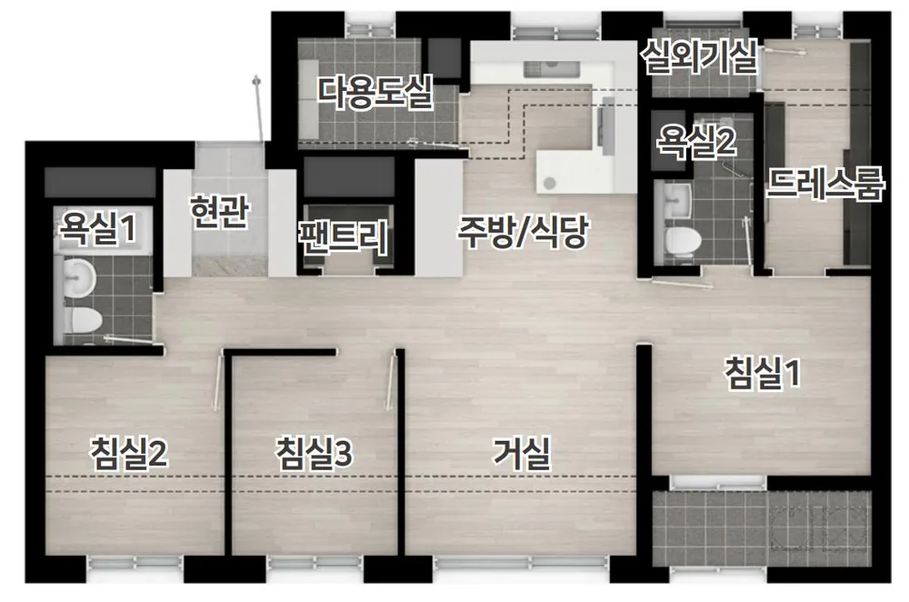 엄궁역 트라비스 하늘채 59A1 평면도 (확장형)