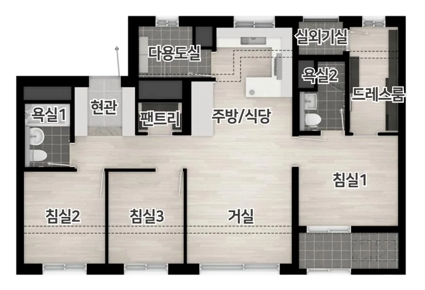 엄궁역 트라비스 하늘채 59A2 평면도